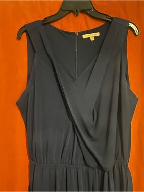 Sleeveless Navy Draped V-Neck Women’s Pants suit